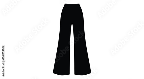 A black silhouette of flared trousers against a white background