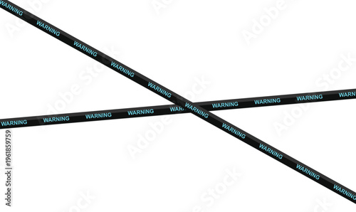 Black Warning Tape Vector with Cyan Text for Security Safety and Cyber Alert Layout Design