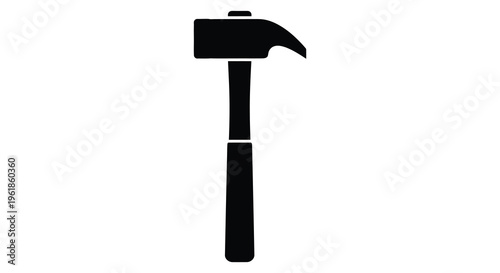 Black hammer tool isolated on a white background silhouette