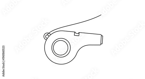Simple Line Drawing of a Sports Whistle.