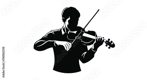 Musician plays violin with passion, silhouetted against a bright background