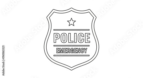 Police badge emblem outline symbol for law enforcement and emergency services.