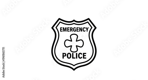 Police Emergency Services Shield Emblem Symbol.