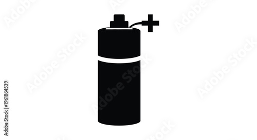Black spray can with nozzle a bold graphic silhouette