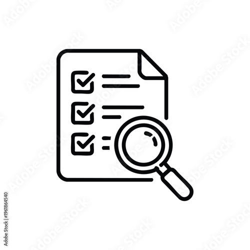 Government audit checklist and inspection document icon black and white vector line illustration