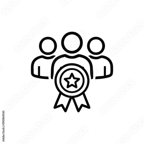 Government leadership award icon black and white vector illustration of public service recognition and citizen community success