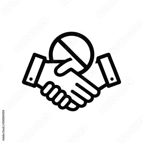 Anti Corruption Handshake Icon Black And White Vector Symbol For Government Ethics And Political Transparency