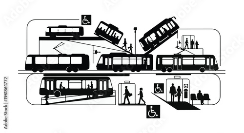 Modern public transportation system with accessible options for all passengers.