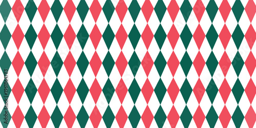 Natal rhombus pola mulus. Warna merah dan hijau, campuran kain dengan garis emas. Argyle pola berlian geometris. Pembungkus abstrak Natal bg. Ilustrasi vektor diisolasi pada latar belakang putih.