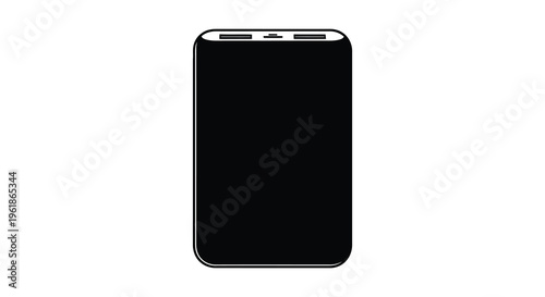 Black power bank illustration with a minimalist flat design silhouette