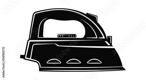 A striking black silhouette of a household steam iron