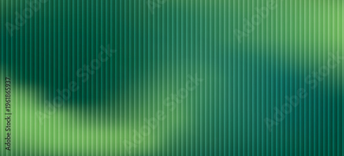 Dark green neon gradient ribbed glass. Vector ribbed glass texture background. Mesh gradient. acrylic ribbed bath surface. Reeded glass background semitransparent overlay. Bath wall window