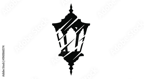 Ornate vintage lantern silhouette with distressed textured effect