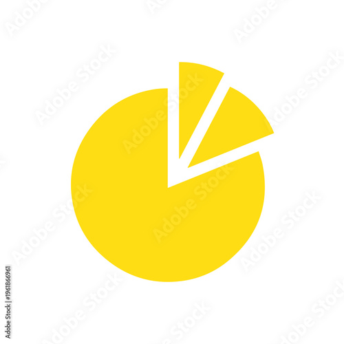 Vászonkép Bright yellow circular pie chart graphic displays three distinct sections separated by white lines on a plain background