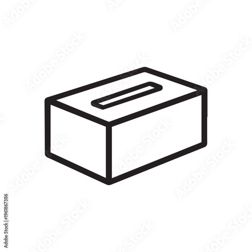Minimalist outline illustration of a rectangular box with a single slot for various submissions
