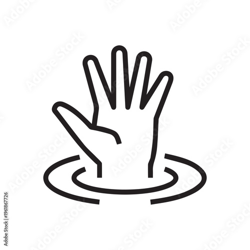Drowning Victim Thin Line Vector Icon. Flat icon isolated on the white background. Editable EPS file. Vector illustration.

