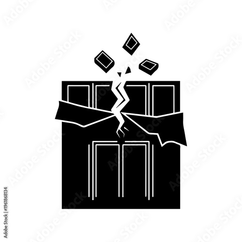 Symbolic graphic illustration of a cracked chocolate bar, suggesting indulgence and a sweet temptation