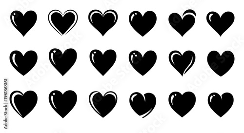 Collection of stylized heart shapes in various forms