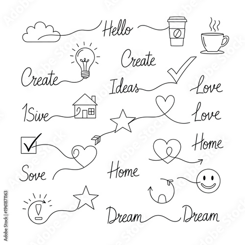 A creative illustration of a person dreaming of home with love and ideas on a cloudy day