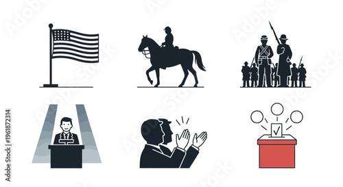 American democracy and voting icons.