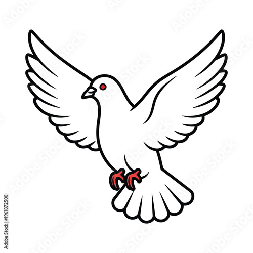 Graceful white dove carrying an olive branch in flight symbolizing peace