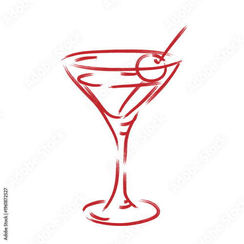 Martini Glass Sketch – Hand Drawn Cocktail Line Art