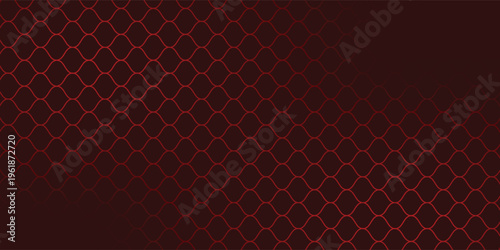 Abstract red steel mesh background with red glowing lines with free space for design. Modern technology innovation concept background.