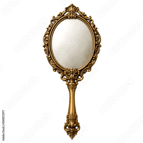 Ornate Hand Mirror Vintage Gold Decor