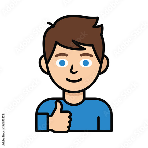 Happy young man giving a thumbs-up with a cheerful expression