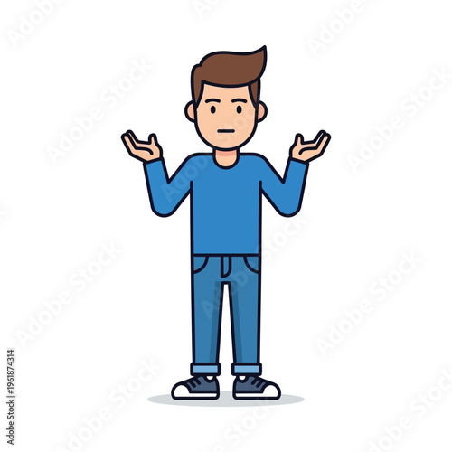 Confused man with hands raised in a questioning gesture