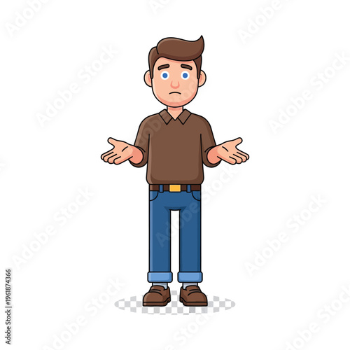 Confused man spreading his arms in a state of bewilderment