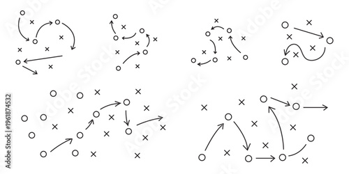 football tactics Icon set. Symbol isolated on white background. vector illustration