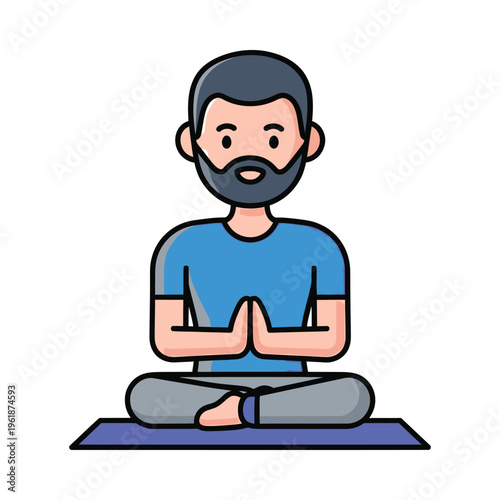 Man practicing yoga meditation in a calm and focused pose on a mat
