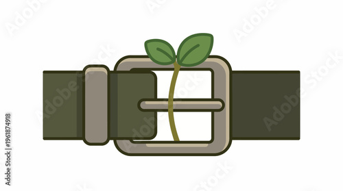 Sustainable future concept a vibrant seedling breaking through a sturdy belt buckle, symbolizing growth and environmental care