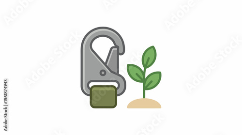 Connecting outdoor equipment with nature's vitality, representing sustainable exploration