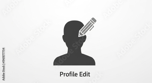 Profile Edit Icon - Person Silhouette with Pencil, User Account Customization.