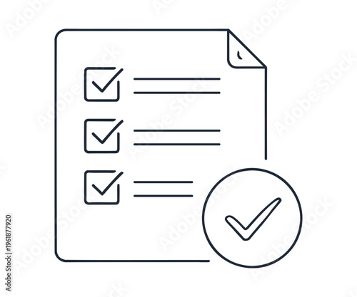 Checklist document with completed tasks and final confirmation checkmark on white background