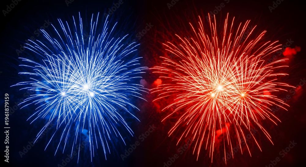 Fototapeta premium Memorial day fireworks display honoring fallen heroes with patriotic colors and celebratory lights on memorial day weekend