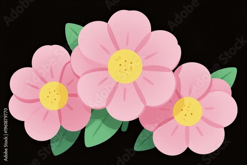 A bunch of pink flowers with green leaves