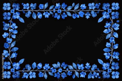 a blue square frame on a black background