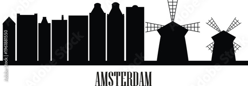 Amsterdam city skyline prepared in vector