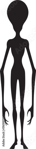 Alien creature silhouette with long limbs, vector illustration, line art design
