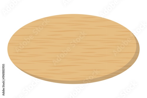 Oval wooden plate frame in light beige wood texture style with copy space for message board decoration.