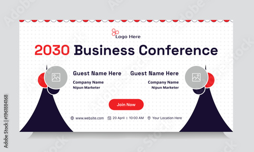 Trendy business conference webinar template banner design, business strategy seminar banner design, fully editable vector eps 10 file format