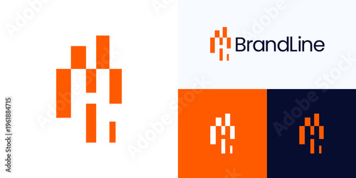 Creative letter H logo icon design vector element, Symbol initial H concept style for bars or barcode, spectrum tone, trade, analysis, finance, digital, statistics and brand identity business company