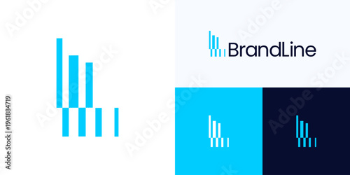 Creative letter L logo icon design vector element, Symbol initial L concept style for bars or barcode, spectrum tone, trade, analysis, finance, digital, statistics and brand identity business company