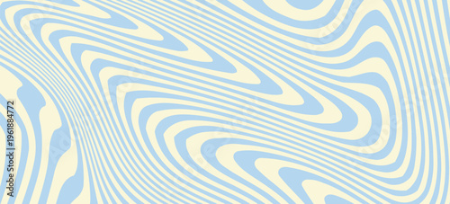 Tableau sur toile Abstract A minimal wavy abstract background with pastel blue and cream colors, inspired by 60s and 70s retro style