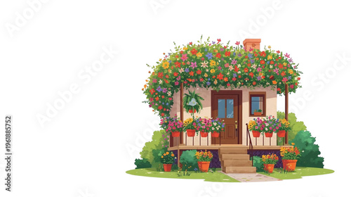 a house with a roof full of flowers