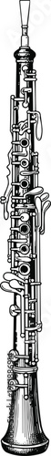 Detailed vector illustration of a professional oboe woodwind musical instrument isolated on a white background.