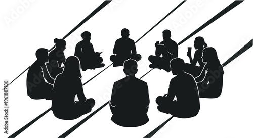 Diverse group of people gathered in a circle, sharing ideas and connecting